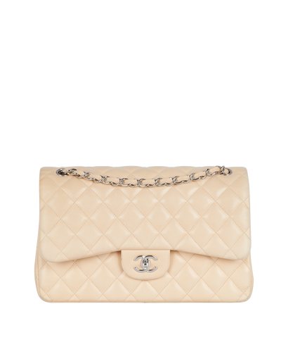 Jumbo Double Flap, &pound;3,800, Handbags, Beige, Lambskin Leather, Front view